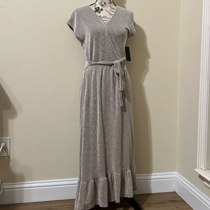 Wrap Maxi Dress Size Large Brown and White